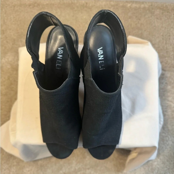 VANELi Womens Heeled Sandal, Black PERF Charm/Black Suede- Size 10 - Picture 12 of 14